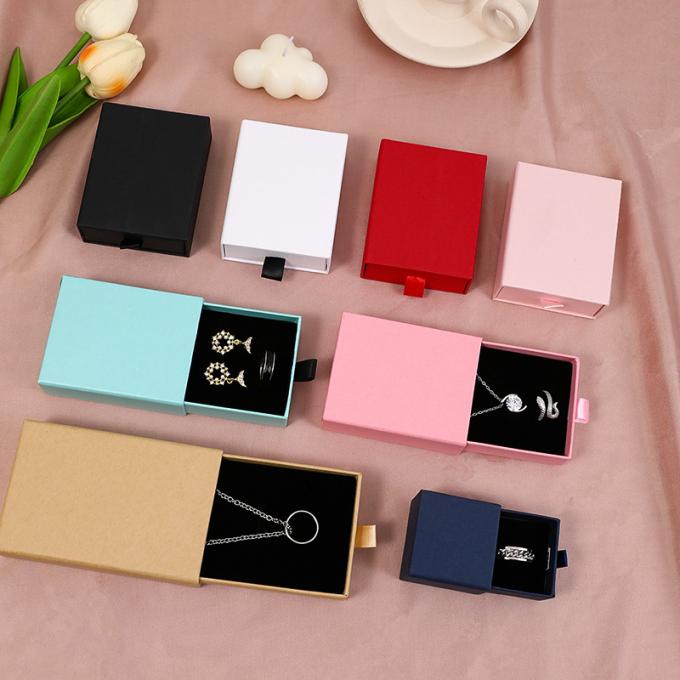 Custom Logo Cardboard Drawer Jewelry Packaging Box For Necklace Earring Bracelet Ring Jewelry Box 5