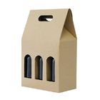 Die Cut Handle Brown kraft Paper Packaging Box For Wine Takeaway