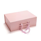 CMYK Printing Collapsible Paperboard Magnetic Gift Box With Silk Ribbon