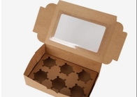 Kraft Paper 4 6 12 24 Hole Cupcake Packaging Box With Clear Transparent Window