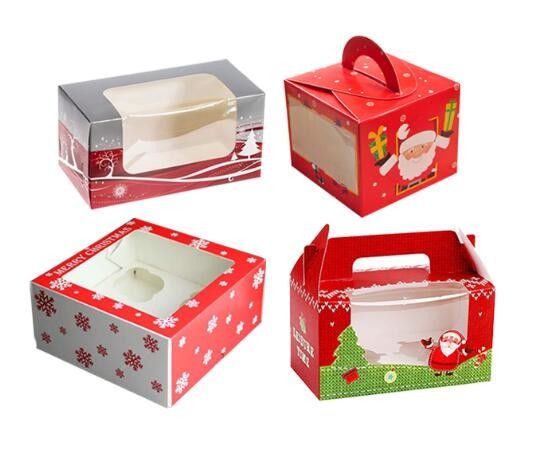 Collapsible Christmas Take Out Gift Boxes Offset Printing Environmental Friendly