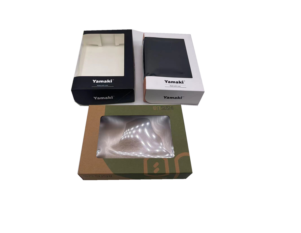 350GSM White Cardboard Paper Sushi Box With Anti Fog PVC Window